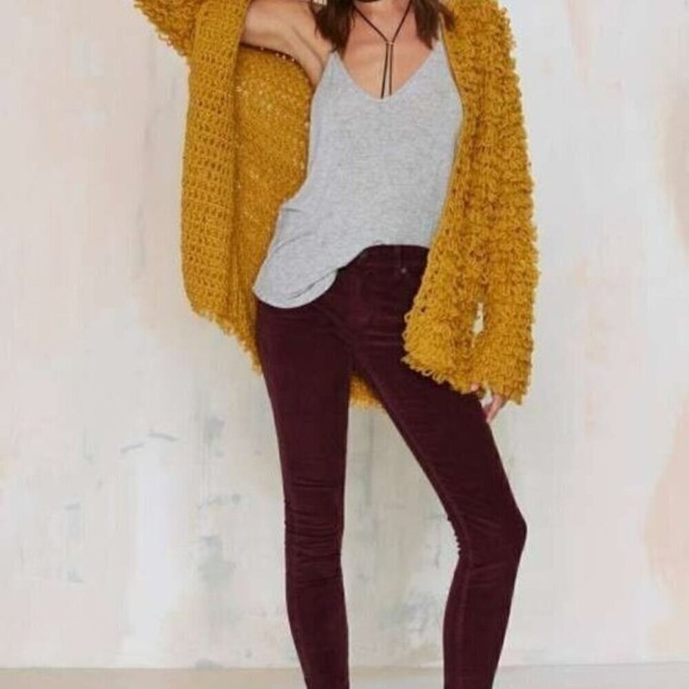 Nasty Gal Pistola Women’s Burgundy Corduroy Pants Size 25 High Waist - Picture 10 of 13